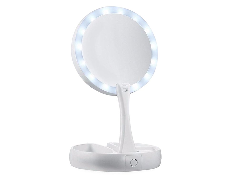 Magnifying Table Makeup Mirror with LED Light Foldable (8)