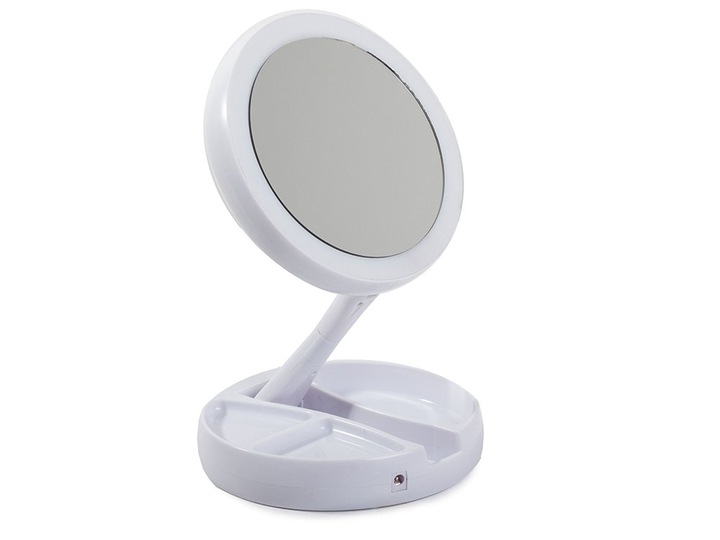 Magnifying Table Makeup Mirror with LED Light Foldable (14)