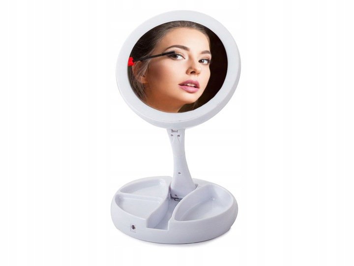 Magnifying Table Makeup Mirror with LED Light Foldable (15)