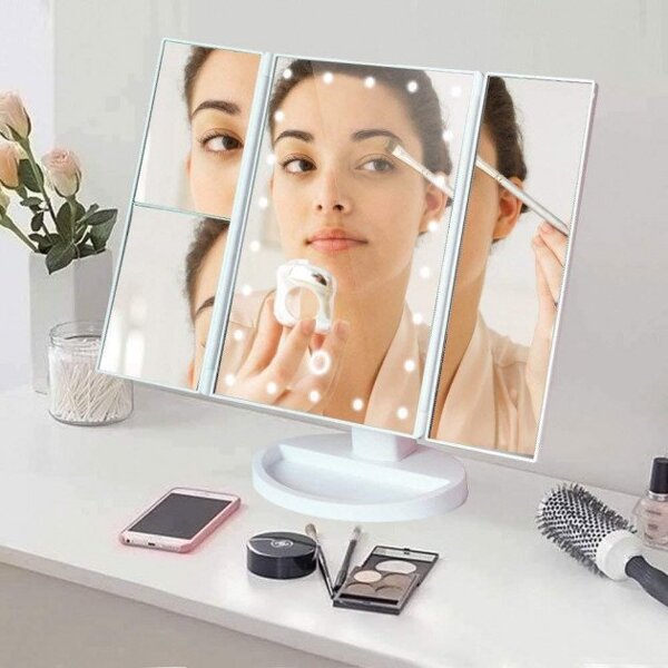 Superstar Magnifying Makeup Mirror with LED Light and 2x 3x Magnification, White (4)