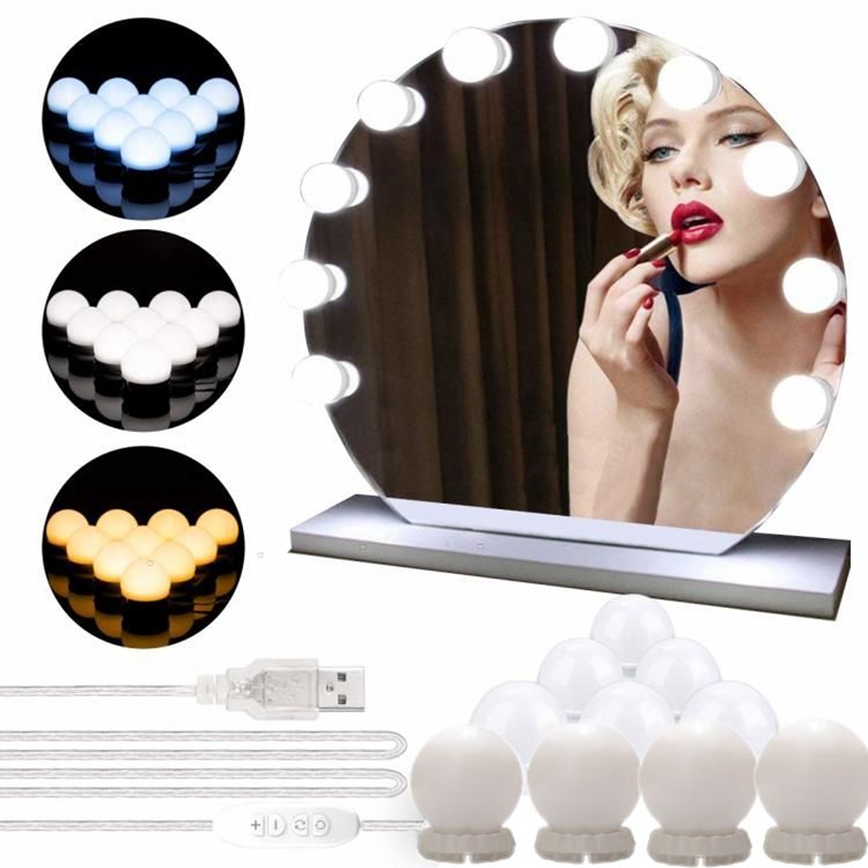 Hollywood Style Vanity Mirror Makeup Dimmable LED Lamps Lights, 10 Pieces (0)