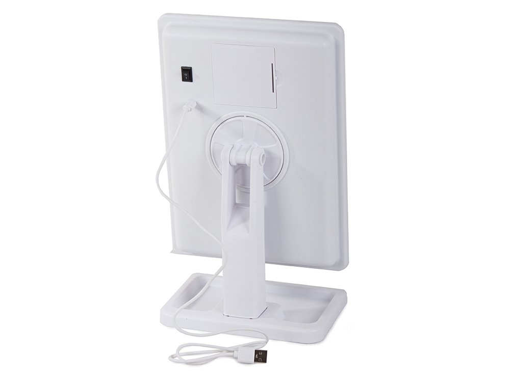 LED Illuminated Cosmetic Makeup Mirror with 180° Rotation, White (0)