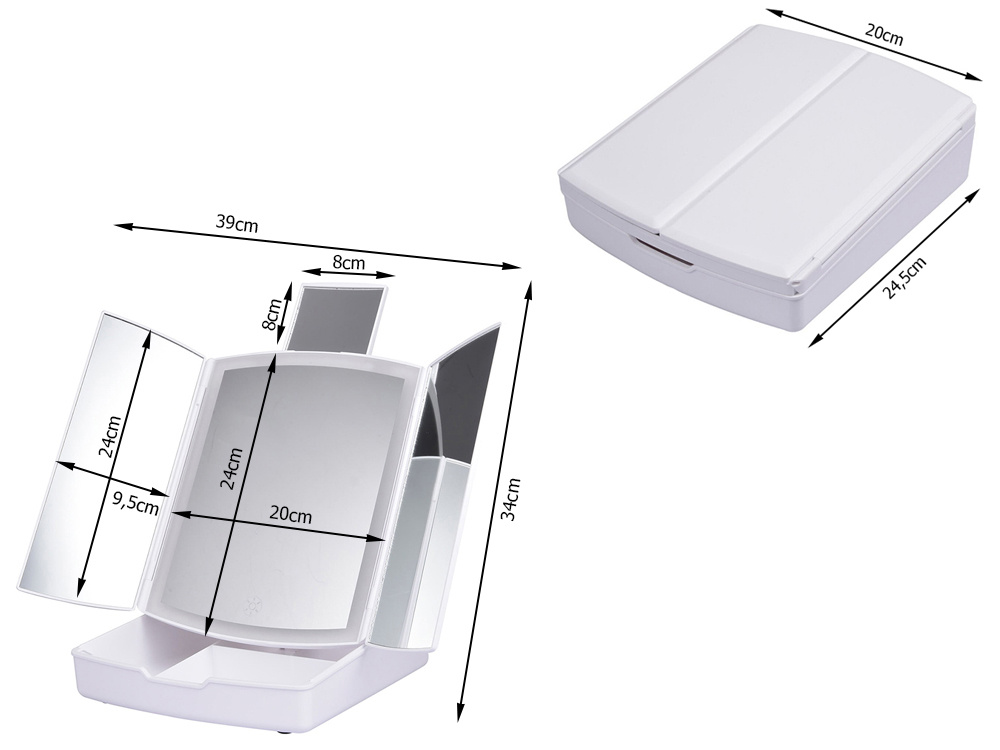 Folding LED Light Makeup Mirror Table Desk Cosmetic Vanity Mirror, White (3)