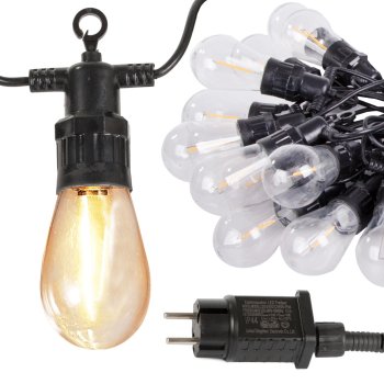 Garden String Light Garland with 15 LED Bulbs, Warm White, 15 m