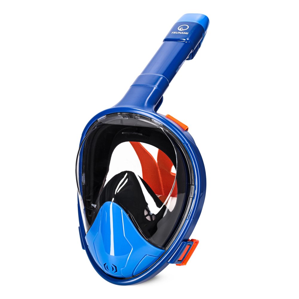 TSUNAMI Full Face Snorkel Mask with Panoramic View S/M, Blue (3)