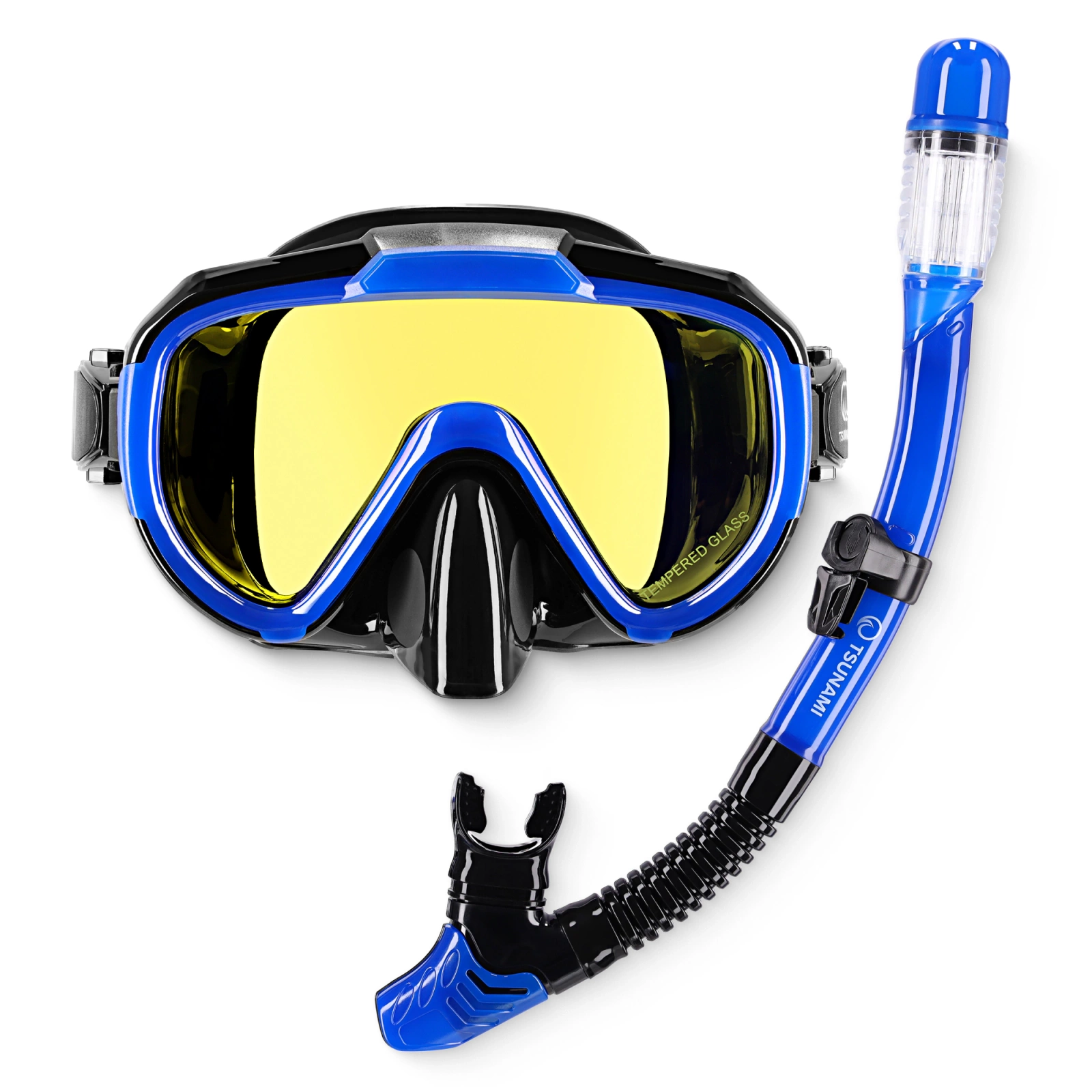 TSUNAMI Diving and Snorkeling Mask with Snorkel Set, Blue