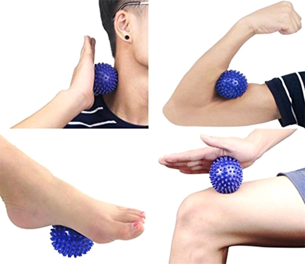 Spiked Massage Ball Yoga Acupuncture Therapy Trigger Points Myofascial, Blue (2)