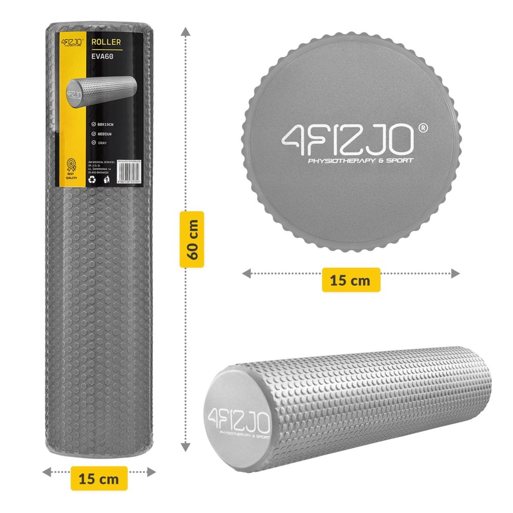 Textured Foam Massage Roller CARE+ 60 cm, Grey (1)