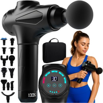 Isomedix 26441 Deep Tissue Massage Gun with 12 Heads, Black