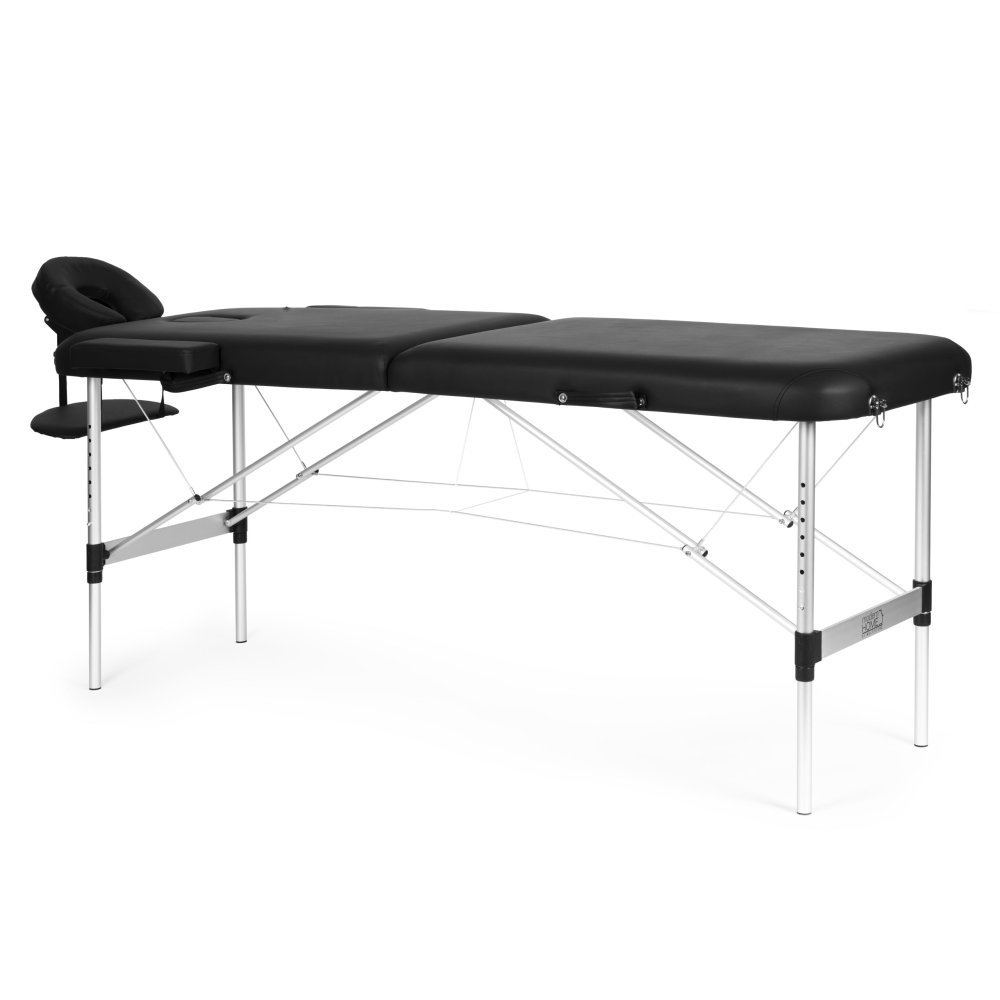 ModernHome Portable 2-Section Aluminum Massage Table with Carry Case, Black (1)