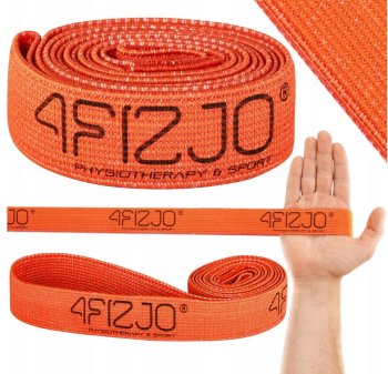 4Fizjo Flex Band Long Flexible Textile Training Loop Strap Tape, Orange (Low resistance, 1/5)