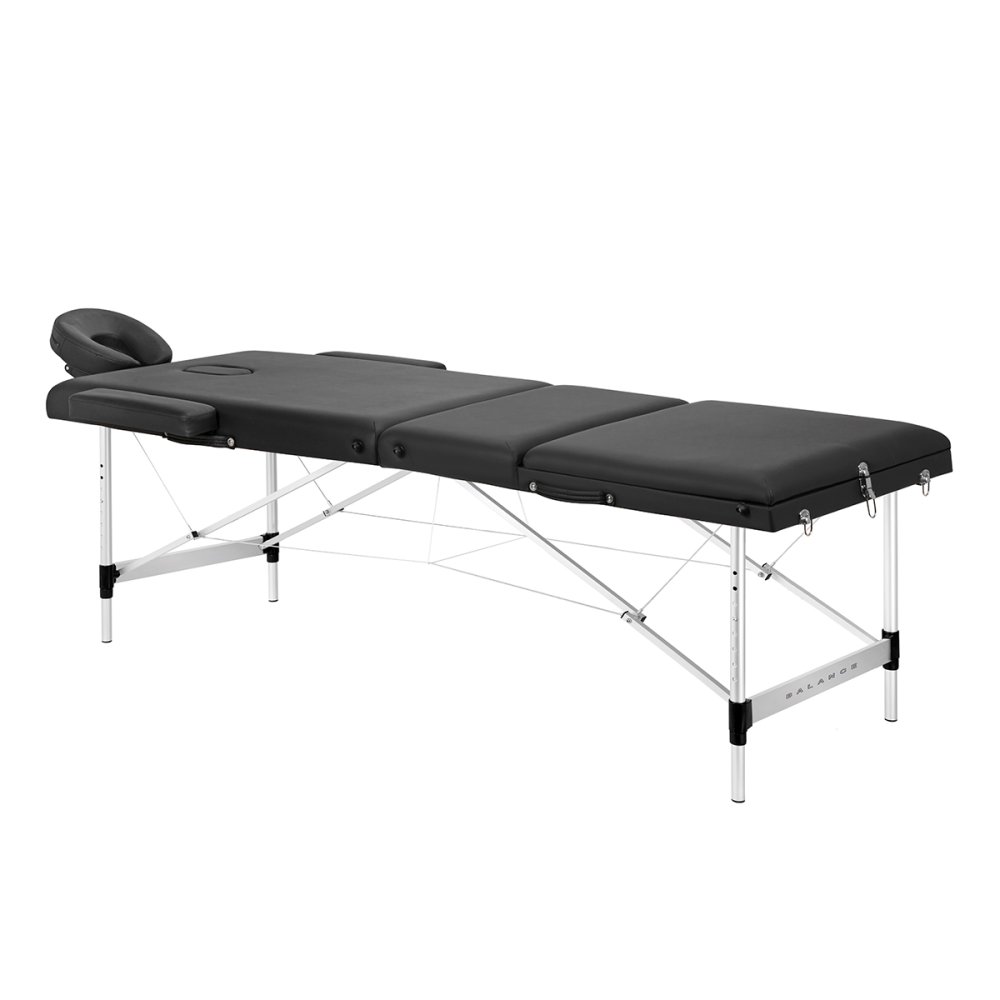 Portable Massage Table Balance 3 Section Aluminum Folding Spa Bed, Black (0)
