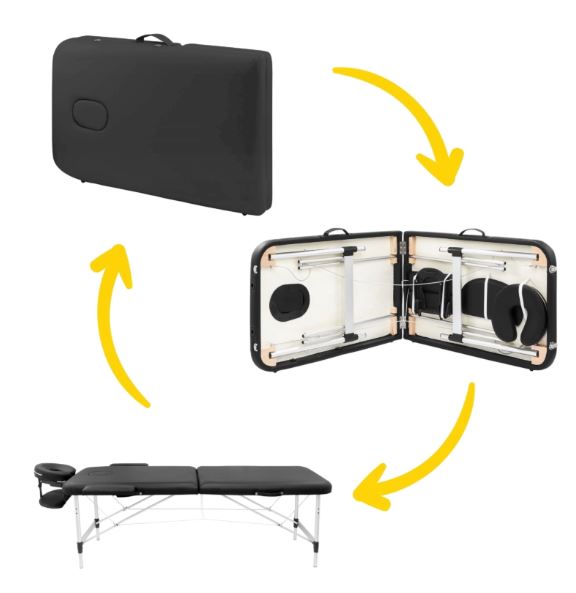 4FIZJO Foldable Aluminum Massage Table 2 Sections, Black (2)