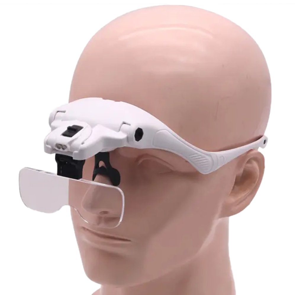 Head Magnifier Glasses with LED Light, 5 Lenses, White (2)