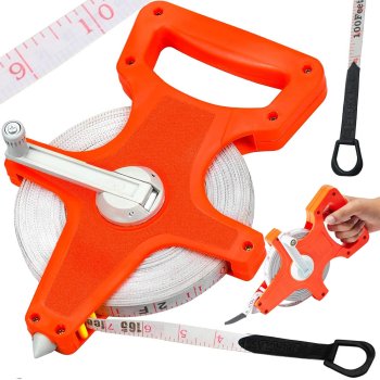 Measuring tape 30m with centimeter and inch markings, orange