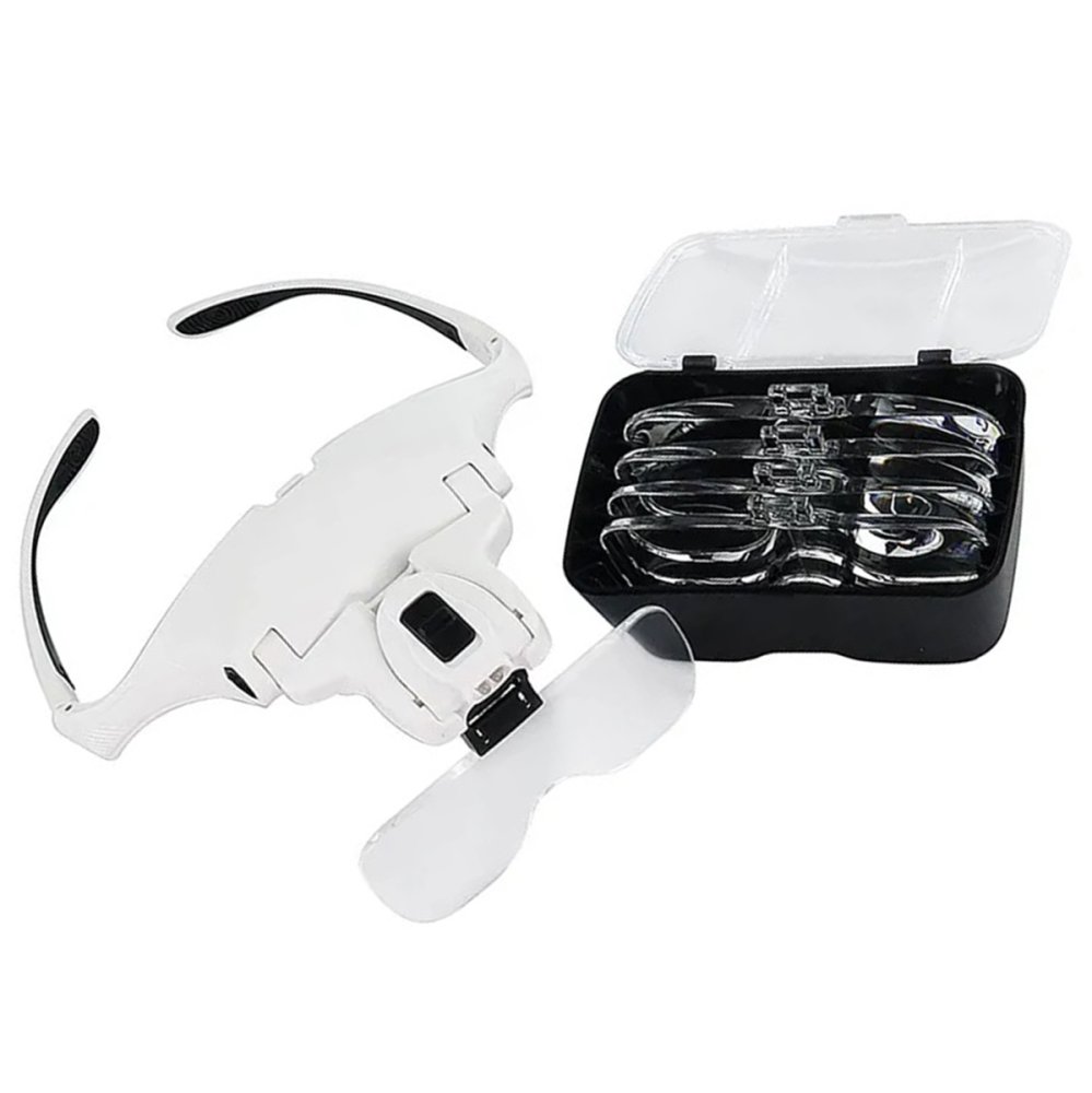 Head Magnifier Glasses with LED Light, 5 Lenses, White (0)
