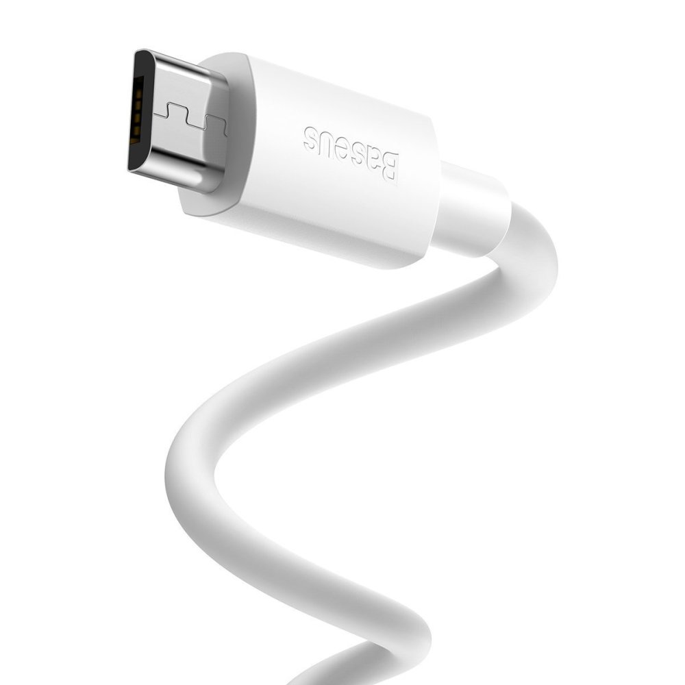 Micro USB Cable Set Baseus Simple Wisdom 2.1A 1.5m White 2-Pack (1)