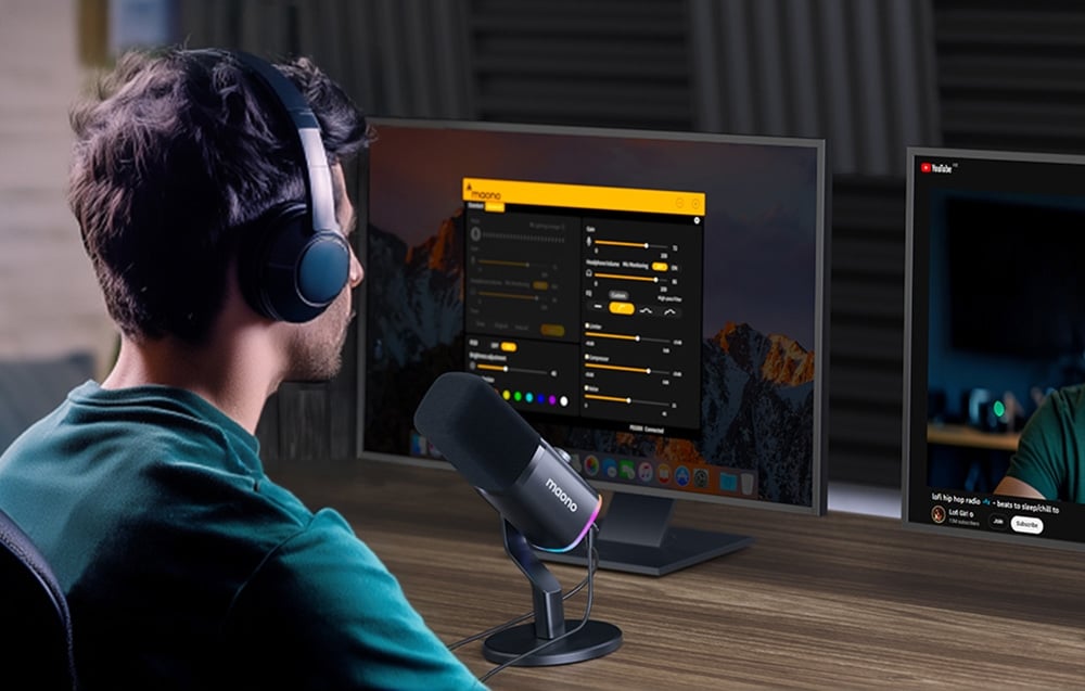 Maono PD100X Dynamic Microphone USB/XLR with RGB & DSP Black (3)