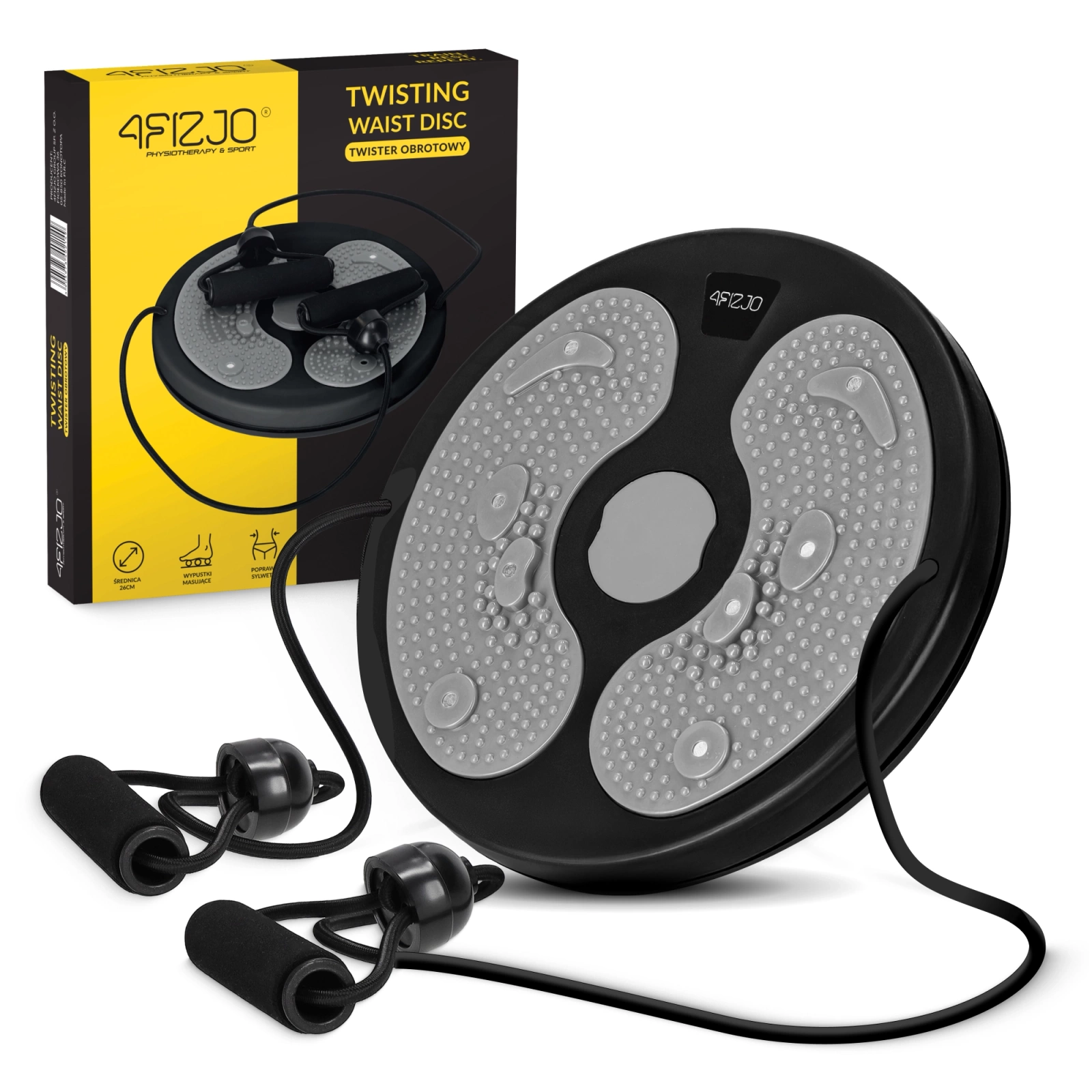 Waist Twisting Disc with Resistance Bands for Exercise, grey