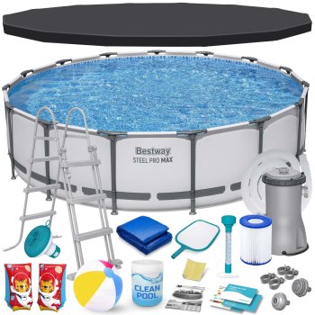 Bestway 56488 Above Ground Frame Pool Set 457 x 107 cm, 18-in-1 Kit