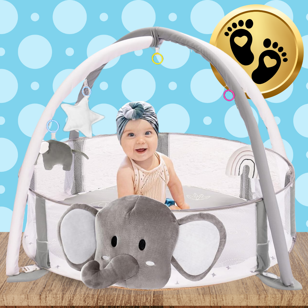 4-in-1 Baby Activity Gym Play Mat with Elephant, Ball Pit & Soft Toys (0)