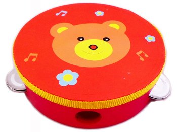 Wooden Tambourine for Kids with Bear Design