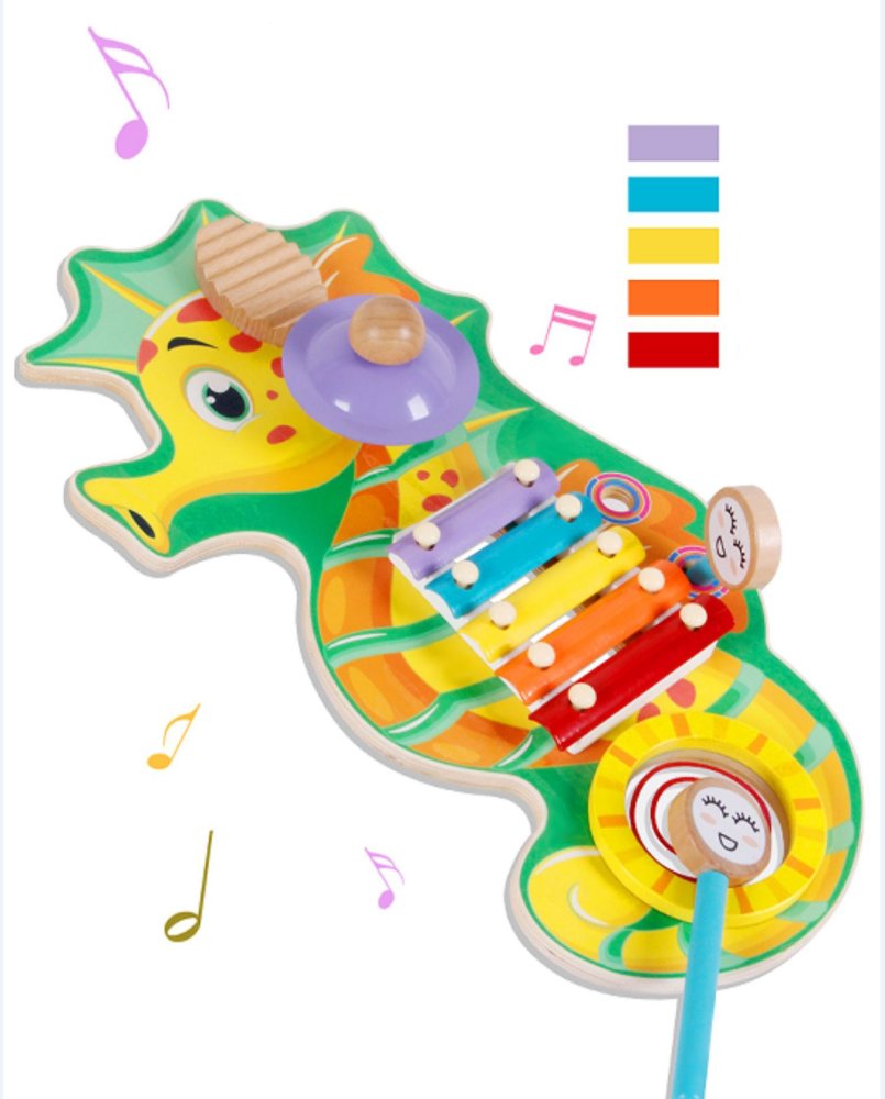 Wooden Musical Instrument Set for Kids with 5-Note Xylophone Bl-20603 (0)