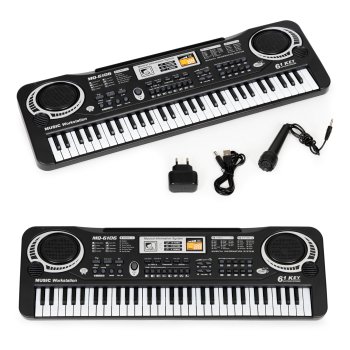 Kids Keyboard Piano with Microphone and Power Adapter, 61 Keys