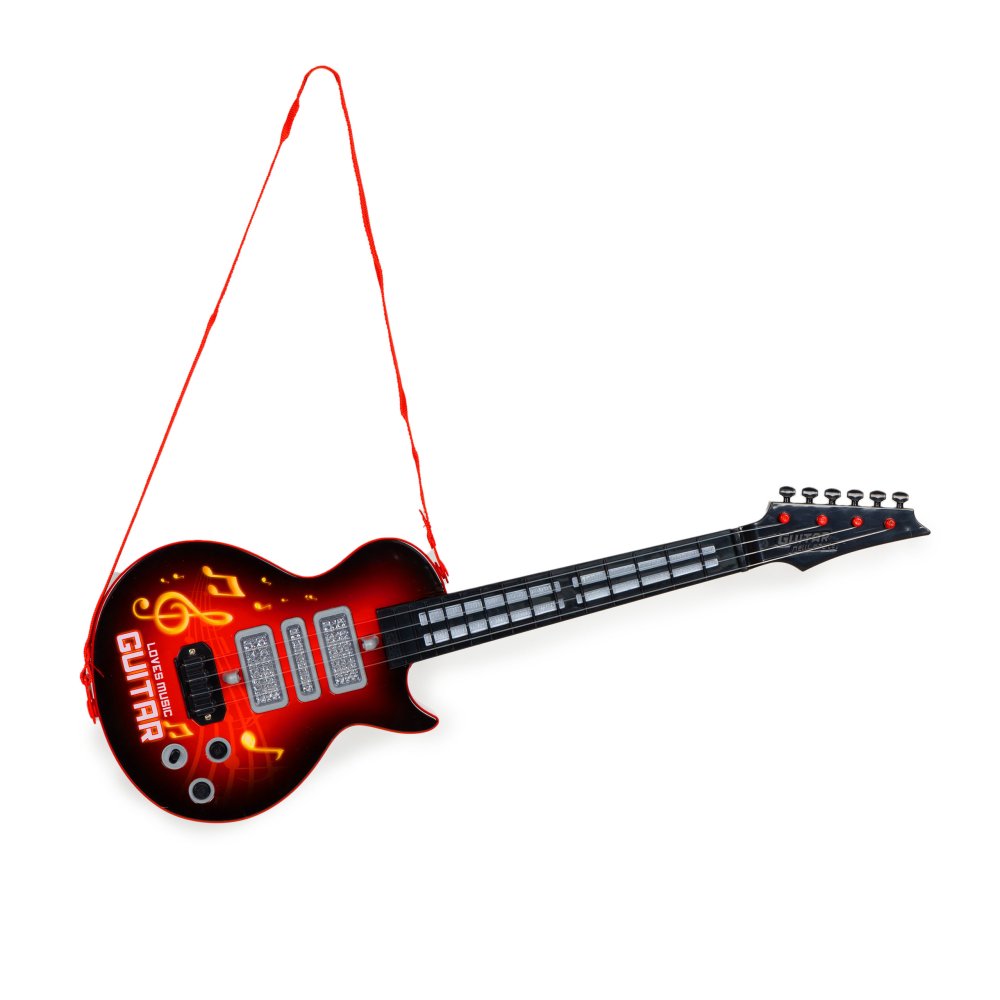 Kids Electric Toy Guitar with Lights and Sounds, Red (0)