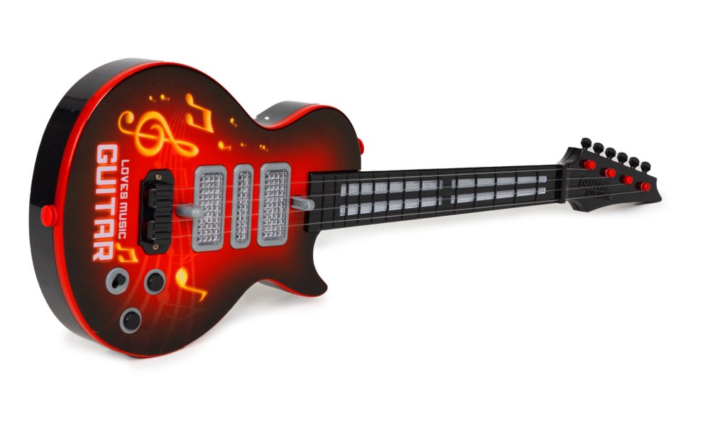 Kids Electric Toy Guitar with Lights and Sounds, Red (1)