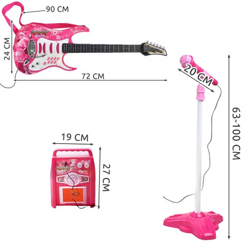 Kids Electric Guitar Set with Microphone and Amplifier, Pink 22407 (0)