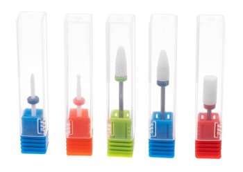 Set of 5 Ceramic Nail Drill Bits, Various Grits, for Manicure & Pedicure Drill