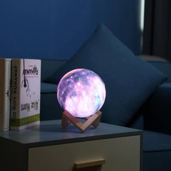Decorative Night LED Lamp 3D Moon with Remote Control - 16 colors