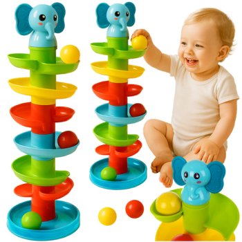 KRUZZEL Ball Drop and Roll Tower Toy for Toddlers 26460