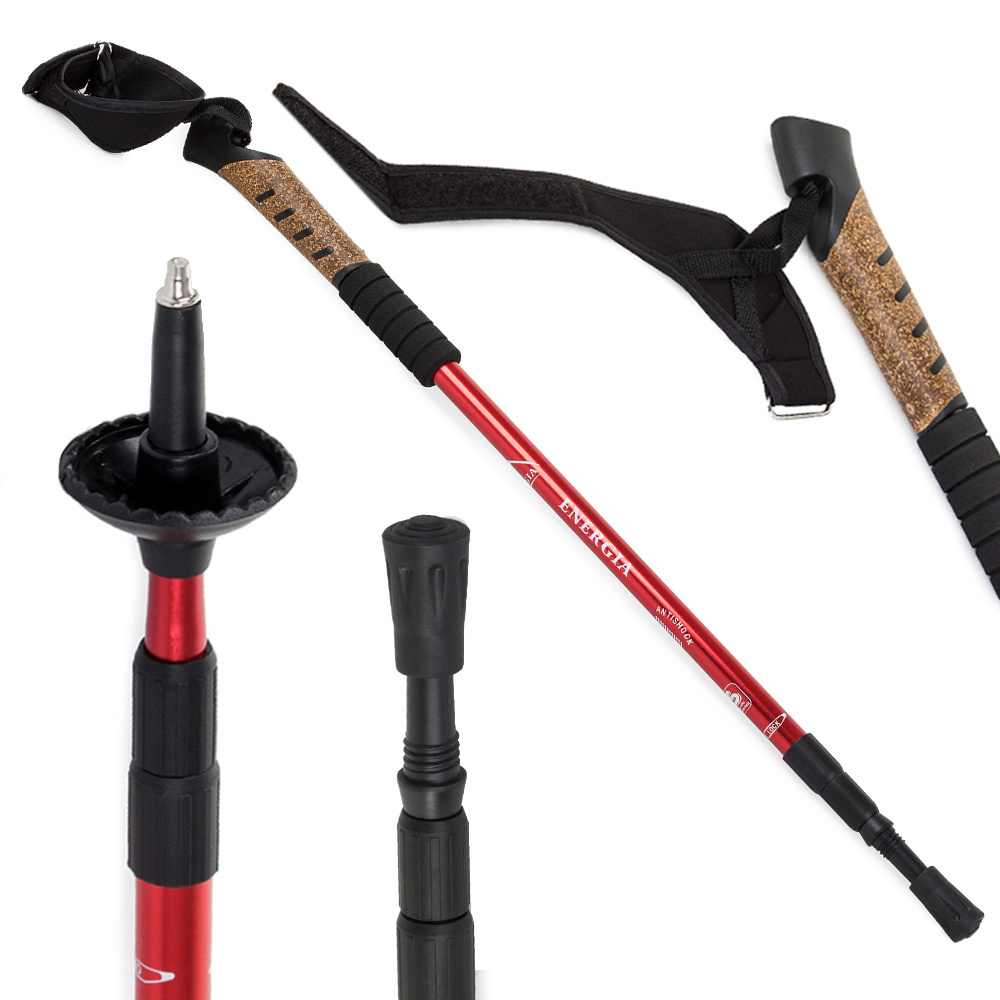 Telescopic Nordic Walking Poles 2pcs, Red (8)