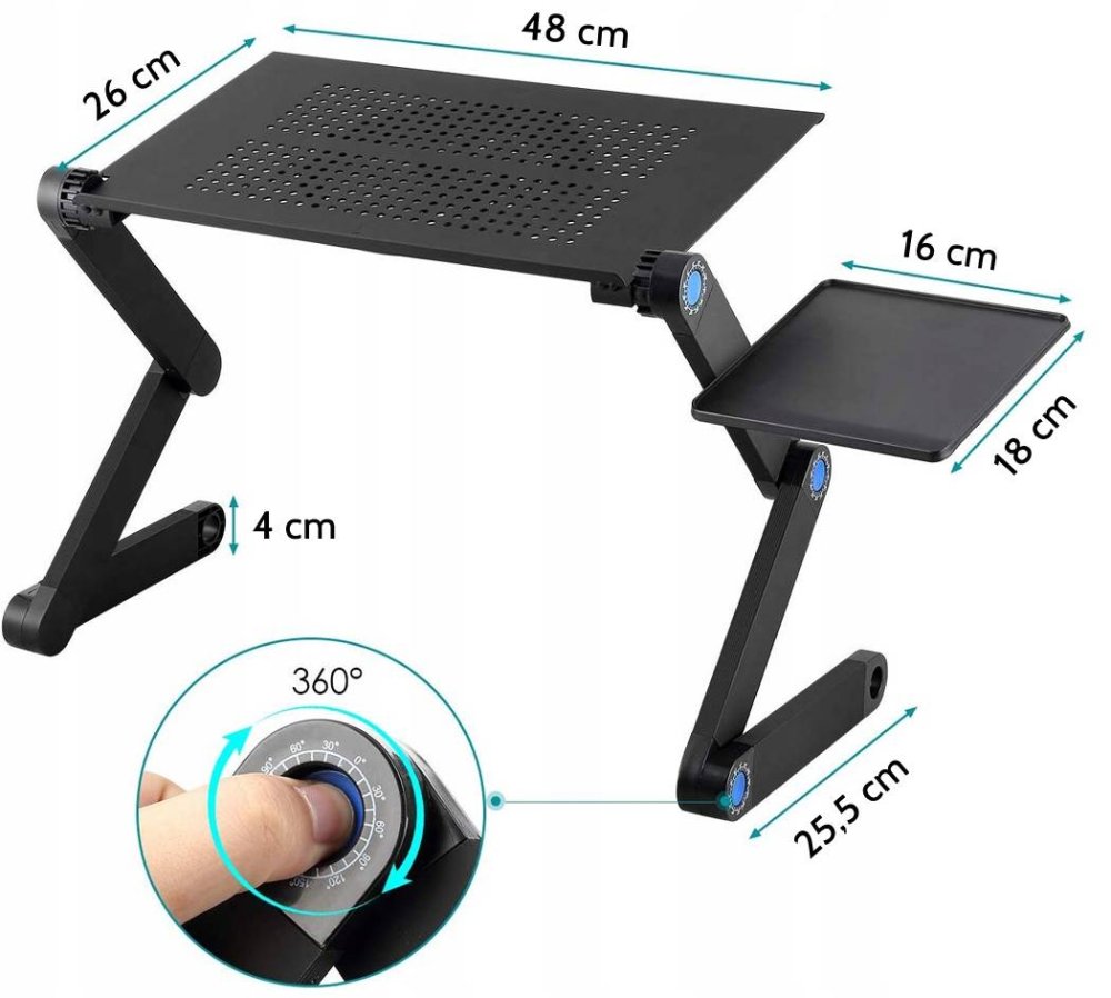 Adjustable Laptop Table for Bed with Cooling Fan and Mouse Pad (4)