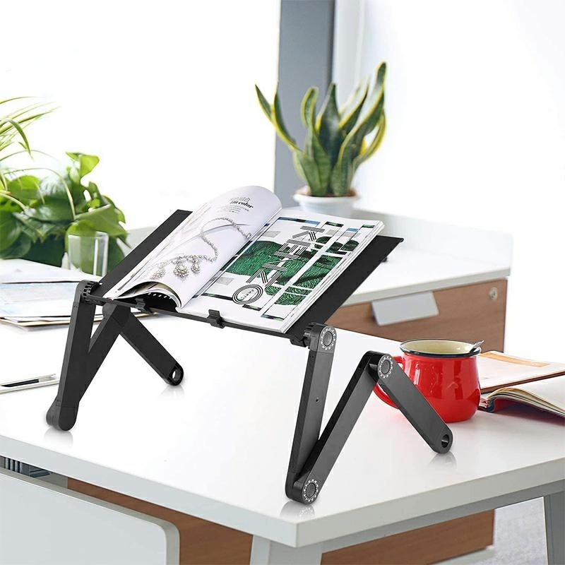 Adjustable Laptop Table for Bed with Cooling Fan and Mouse Pad (3)