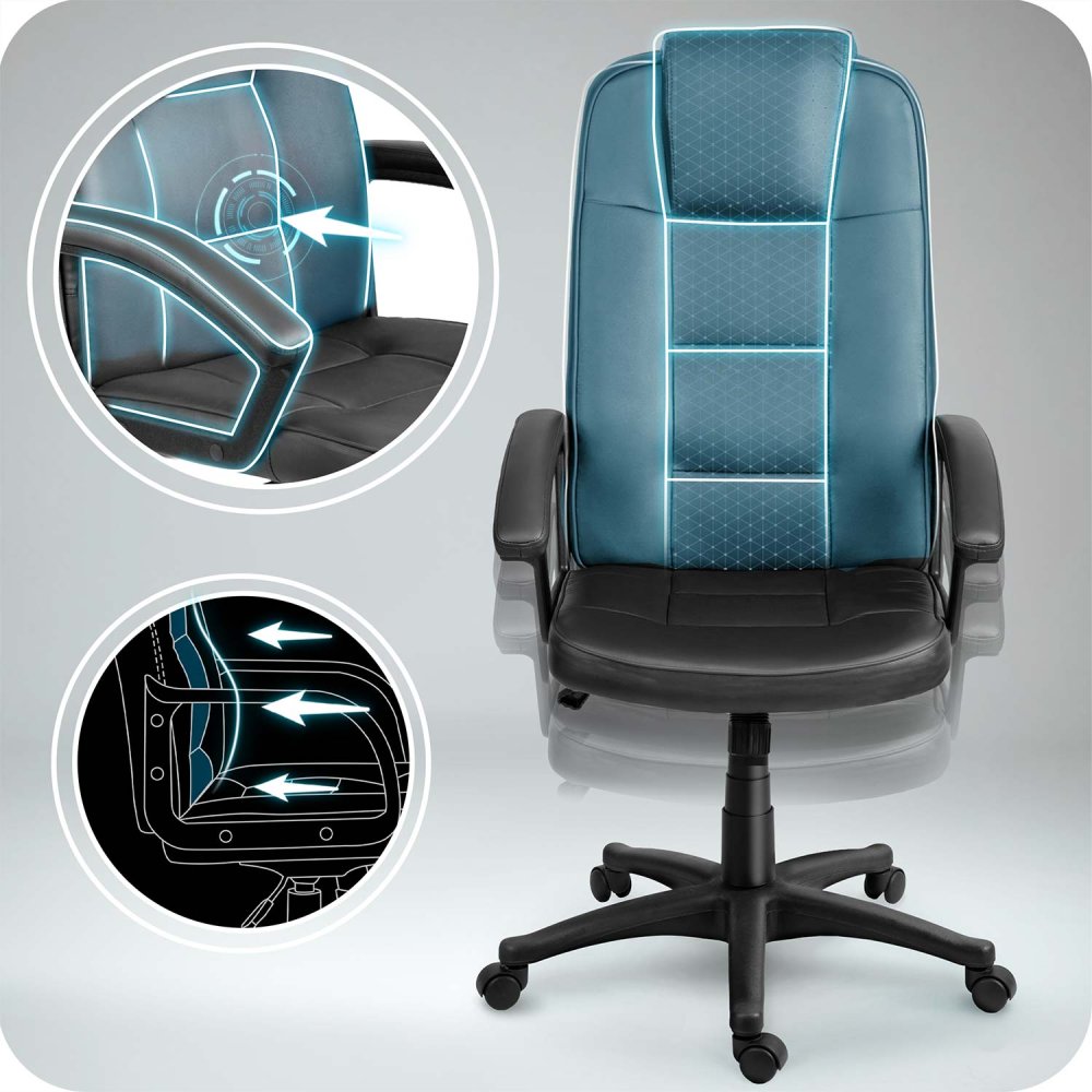 Ergonomic Office Chair Sofotel High-Back Swivel Desk Chair with Quilted Design, black (2)