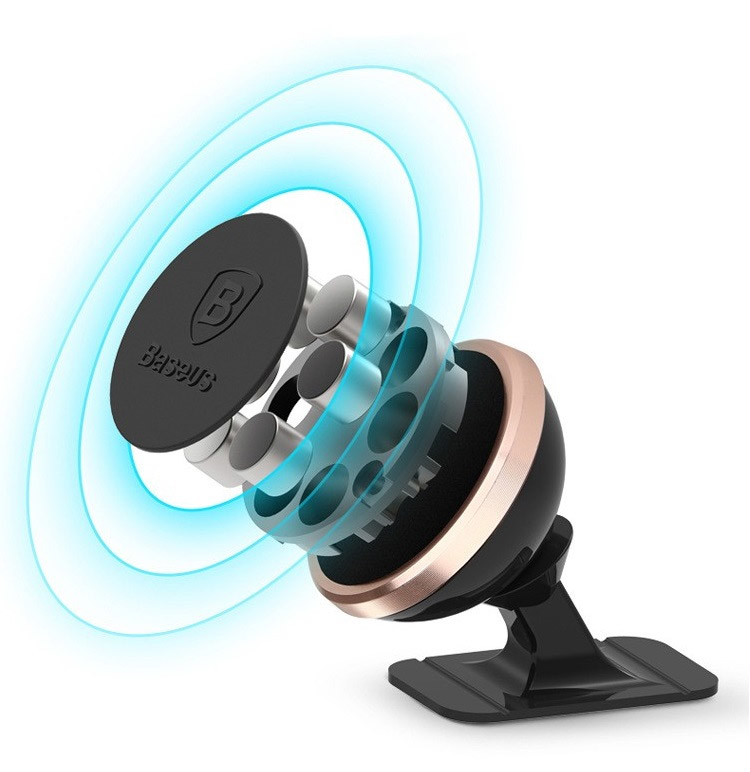 Baseus 360-Degree Universal Magnetic Car Mount Phone Holder for Dashboar, Gold (3)