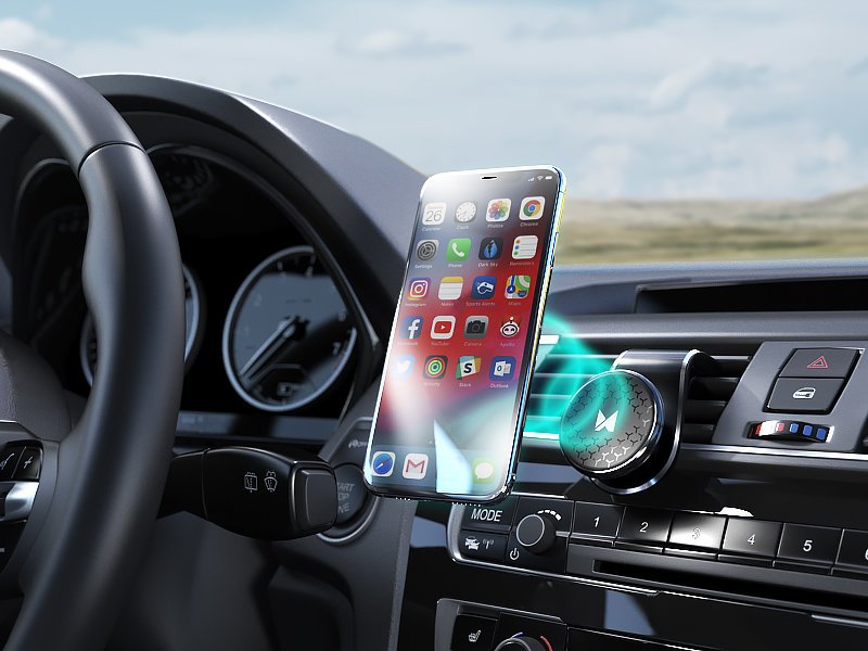 Wozinsky Universal Magnetic Car Bracket Mount Phone Holder for Air Outlet, Black (2)
