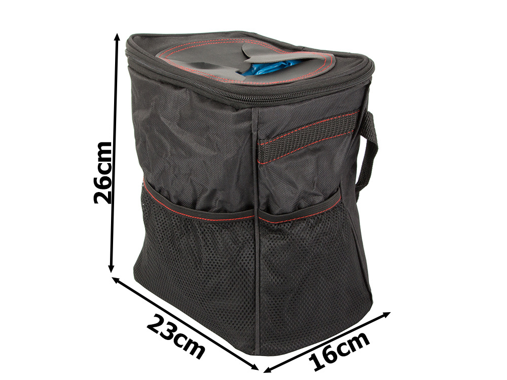 Leakproof Car Trash Can and Seat Back Organizer, Black (3)