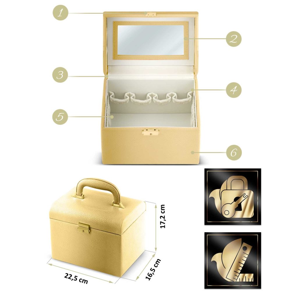 Massido MS-706 Makeup Organiser Case with Lock, Gold (3)