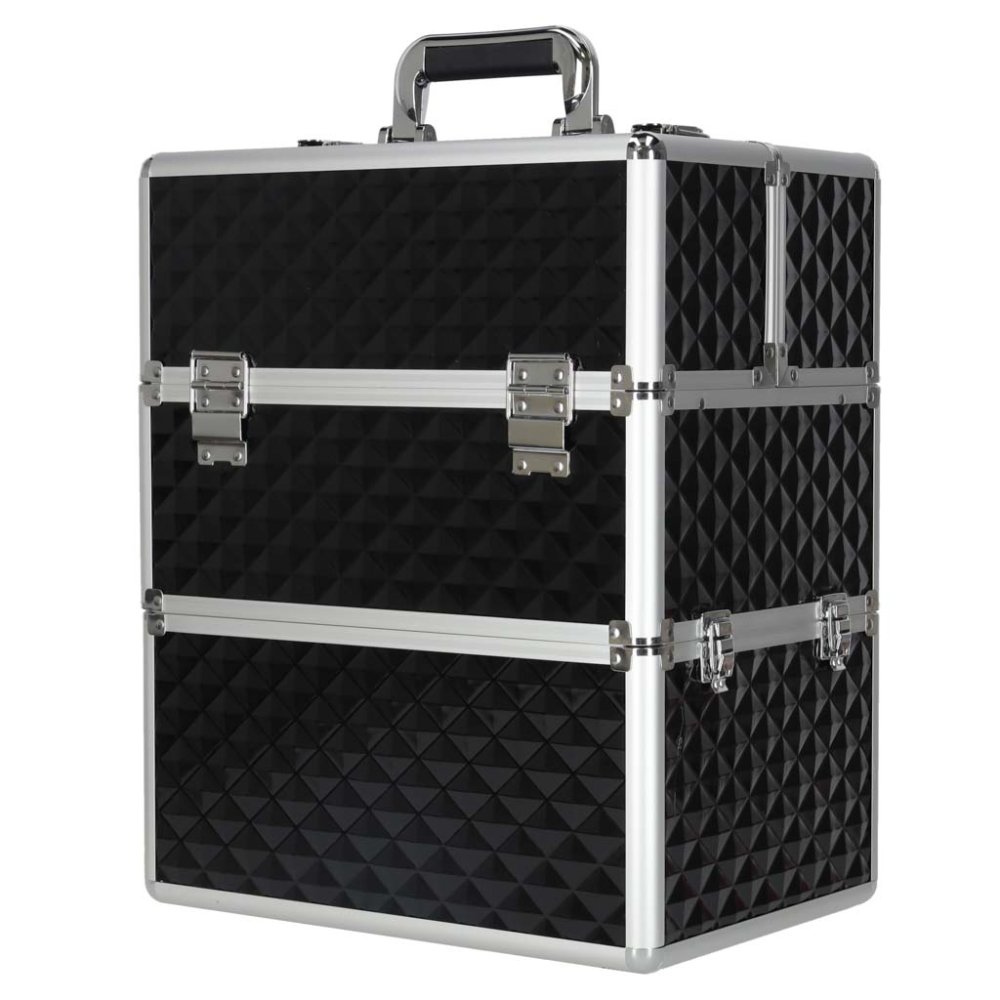 XXL Makeup Train Case Cosmetic Organizer Storage Box, Black (0)