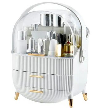 Cosmetic Makeup Organizer Container Jewelry Storage Box, White