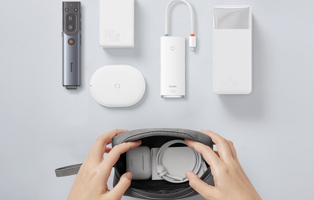 Baseus Case Cover Pocket Pouch Organaizer Storage Bag for Accessories, Grey (2)