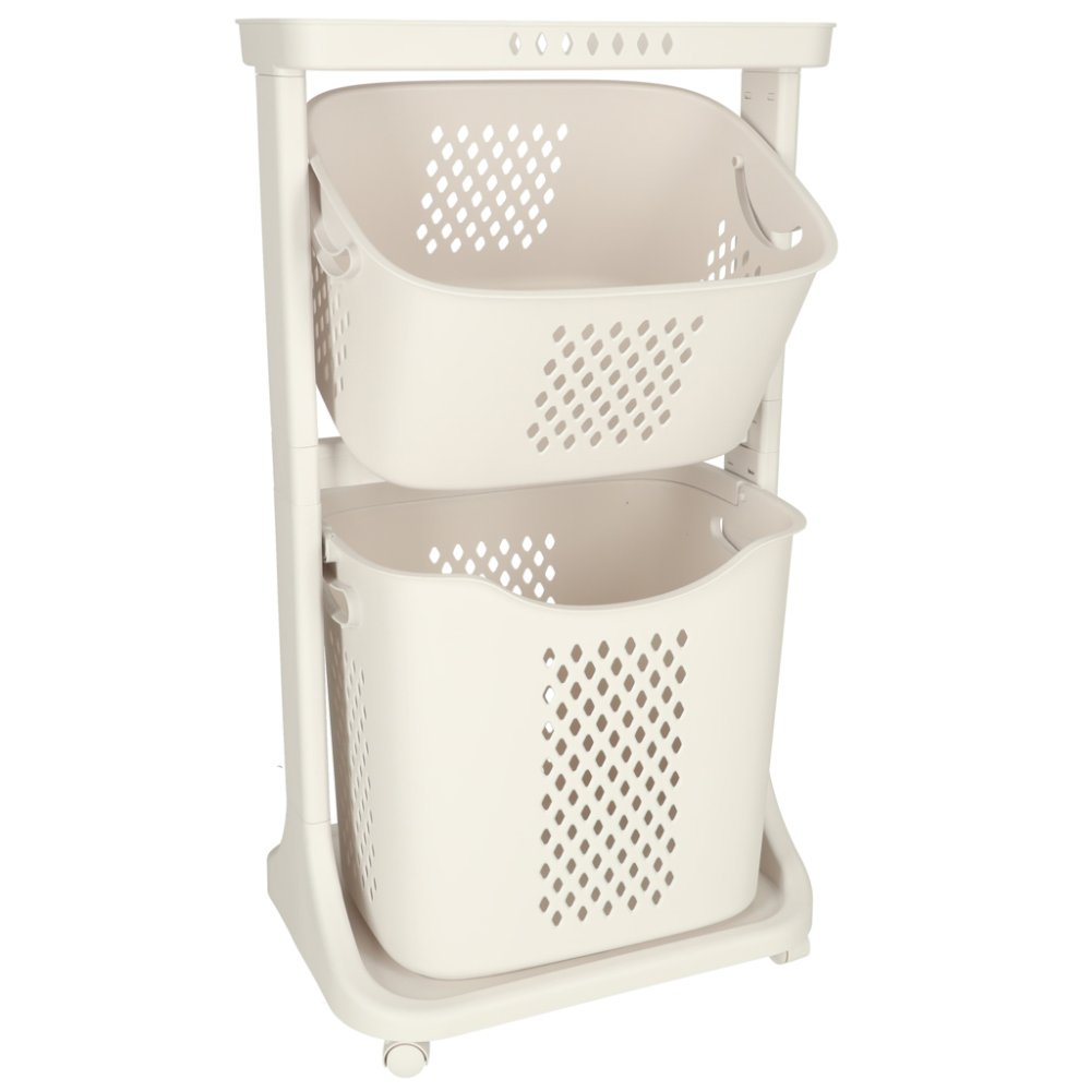 Floor Standing Double Deck Organizer Storage Baskets for Bathroom Kitchen on Wheels (5)
