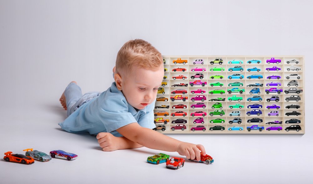 Wooden Toy Car Storage Display Shelf with 90 Slots KRUZZEL 21997 (7)