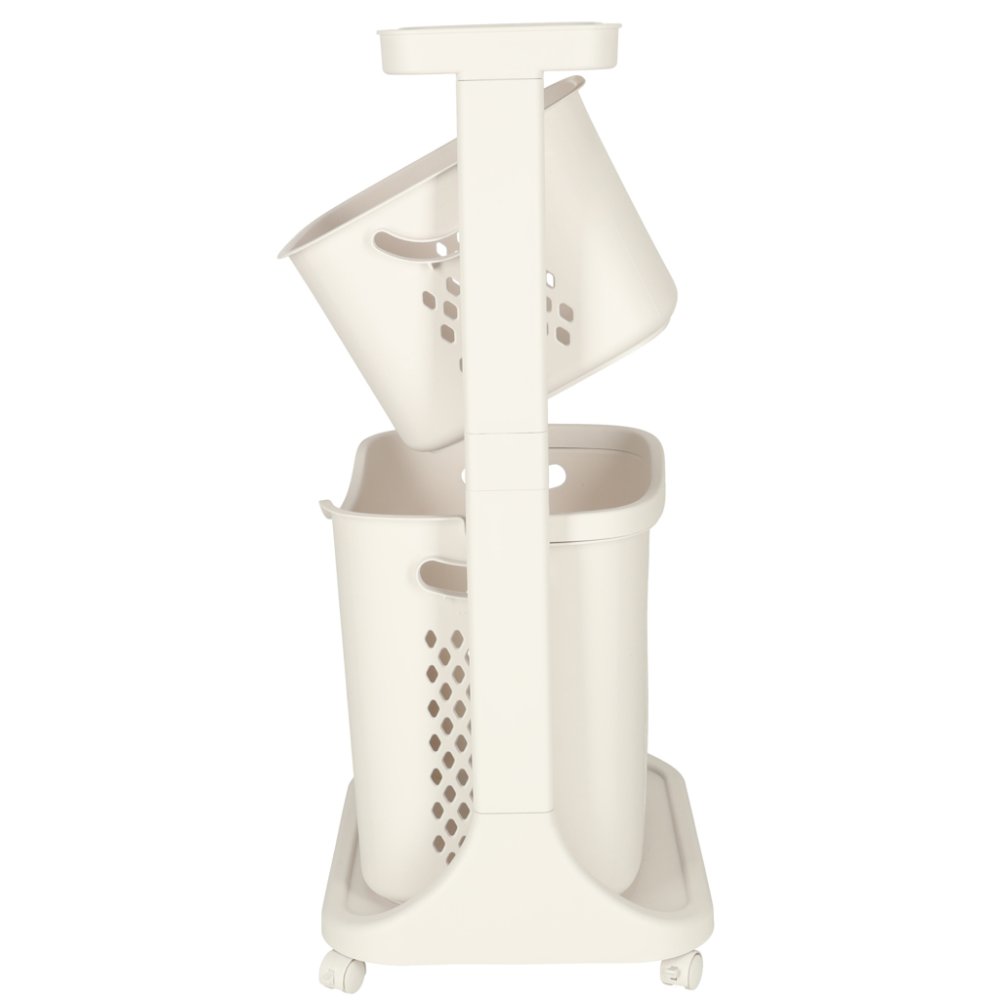 Floor Standing Double Deck Organizer Storage Baskets for Bathroom Kitchen on Wheels (3)