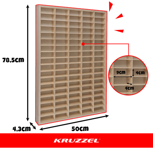 Wooden Toy Car Storage Display Shelf with 90 Slots KRUZZEL 21997 (0)