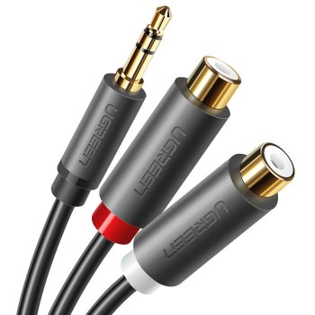 Ugreen Audio Adapter Jack 3.5mm Male To 2xrca Female Cable 0.25m Gray (av109)